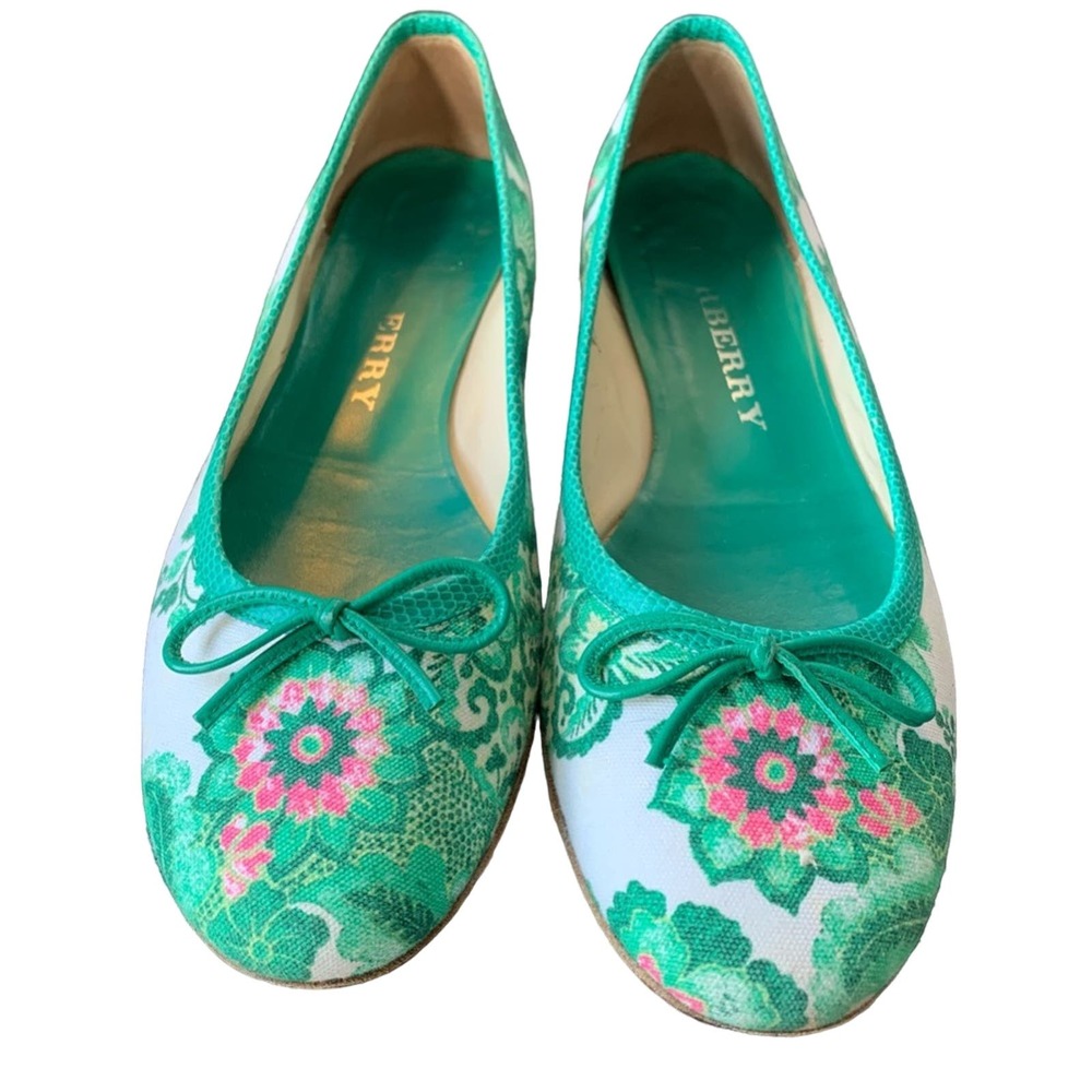BURBERRY | Floral Canvas Ballerina Flats | Size 37 | Original Box Included